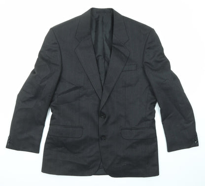 Burton Mens Black Striped Polyester Jacket Suit Jacket Size 40 Regular