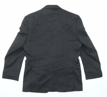 Burton Mens Black Striped Polyester Jacket Suit Jacket Size 40 Regular