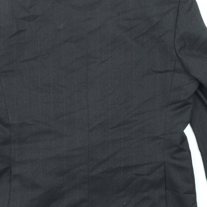 Burton Mens Black Striped Polyester Jacket Suit Jacket Size 40 Regular