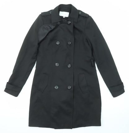 VILA Womens Black Pea Coat Coat Size XS Button