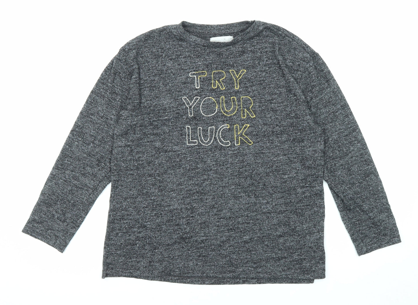 Womens UK Size 10 Zara Grey Basic T-Shirt
