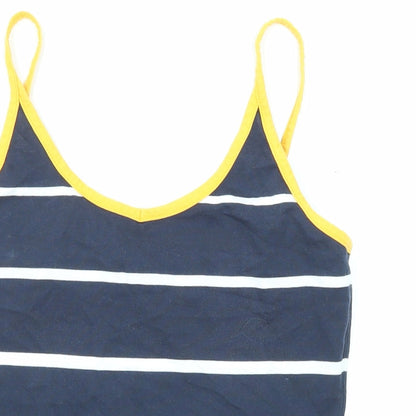 Golf Sport Womens Blue Striped Cotton Basic Tank Size L V-Neck
