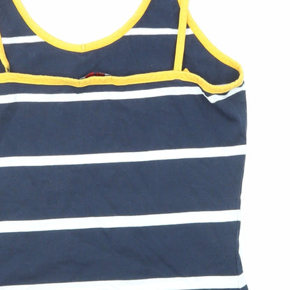 Golf Sport Womens Blue Striped Cotton Basic Tank Size L V-Neck