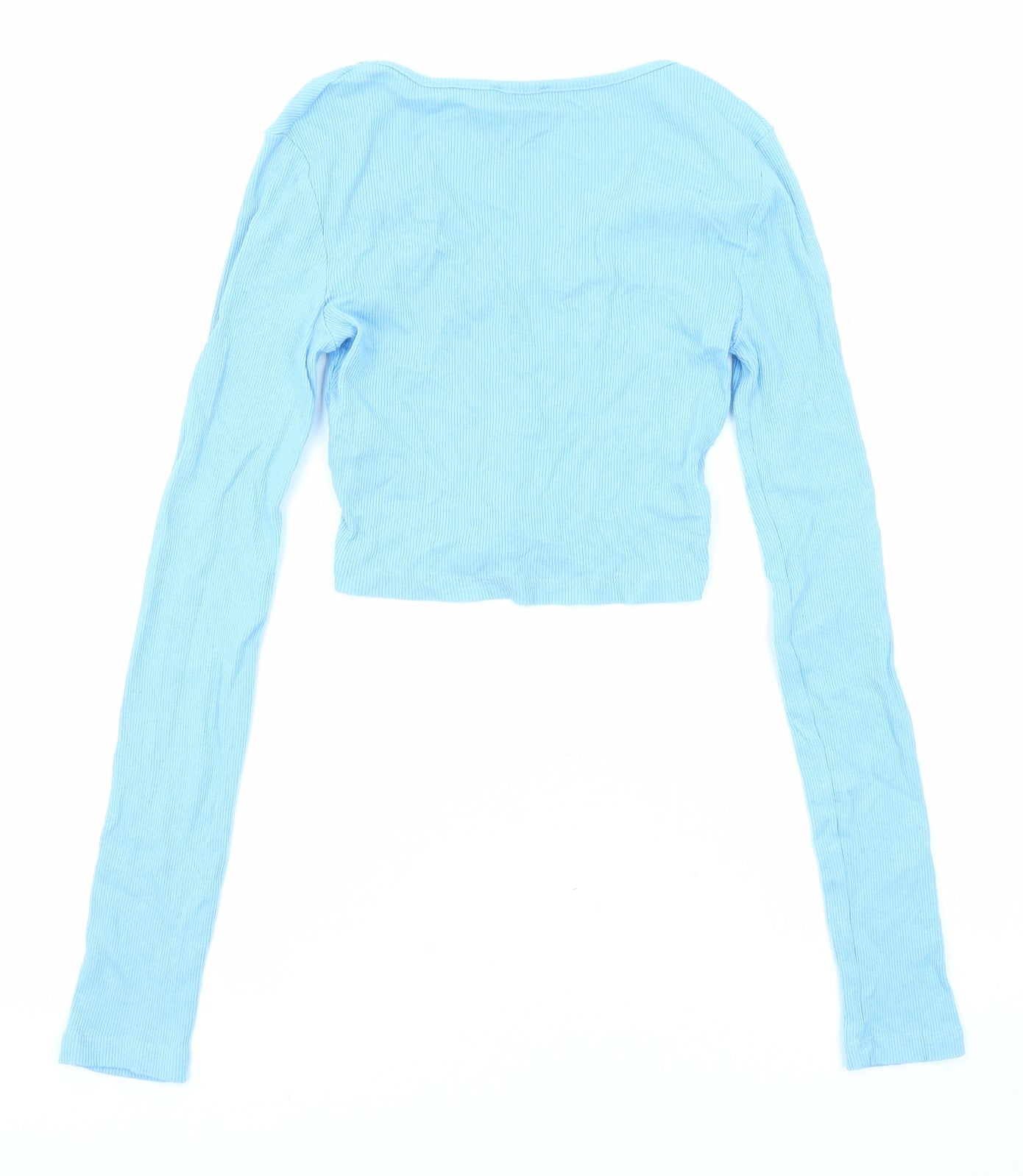 Womens UK Size 4 PRETTYLITTLETHING Blue Cropped Blouse