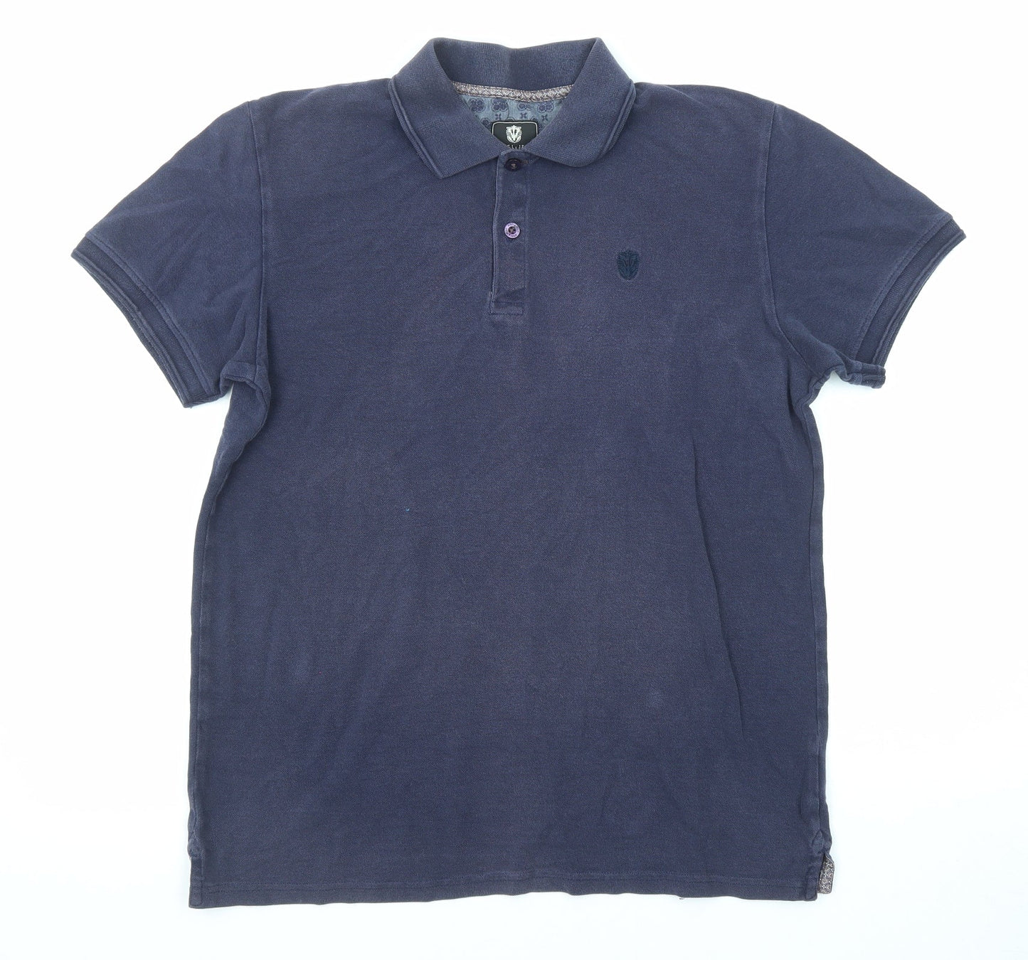 Steel & Jelly Mens Blue Cotton Polo Size M Collared Button