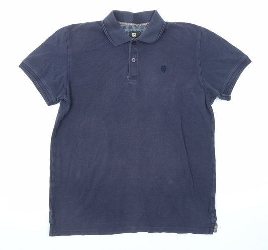Steel & Jelly Mens Blue Cotton Polo Size M Collared Button