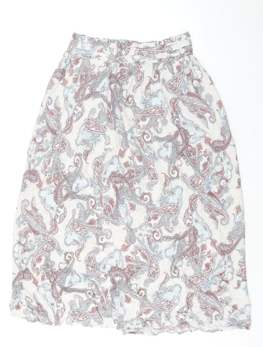 M&Co Womens Grey Paisley Viscose A-Line Skirt Size 12