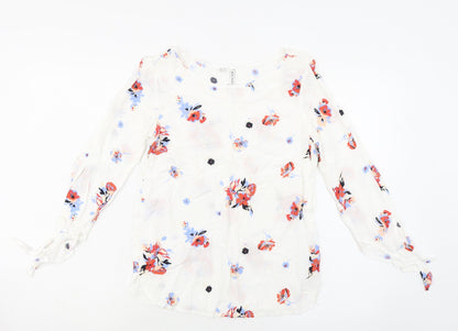 Womens UK Size 8 Rainbow White Basic Blouse