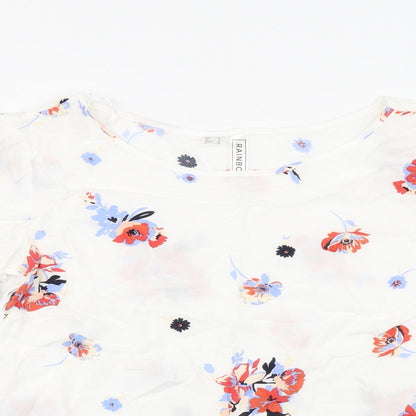 Womens UK Size 8 Rainbow White Basic Blouse