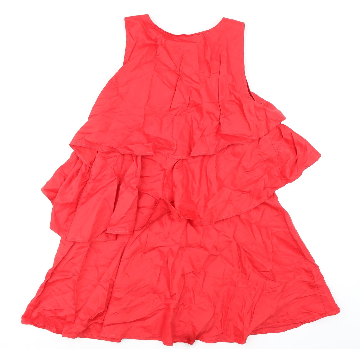 NEXT Womens Red Polyester Trapeze & Swing Size 16 Scoop Neck Zip