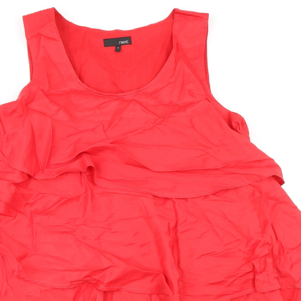 NEXT Womens Red Polyester Trapeze & Swing Size 16 Scoop Neck Zip