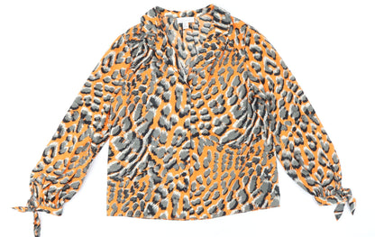 Womens UK Size 8 Topshop Orange Basic Button-Up