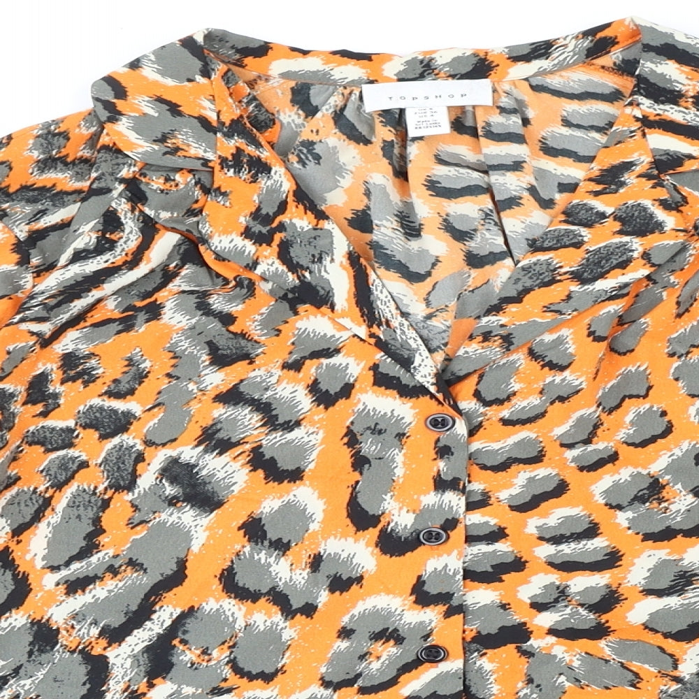 Womens UK Size 8 Topshop Orange Basic Button-Up
