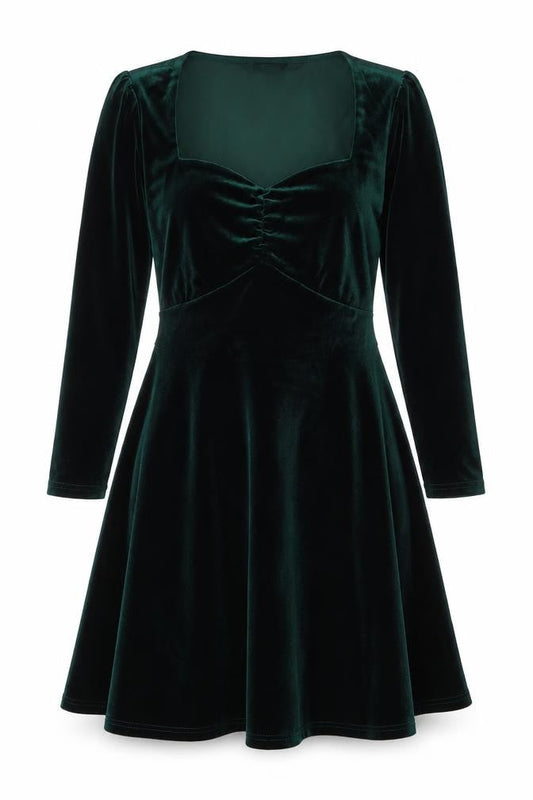 Allegra K Womens Green Polyester Trapeze & Swing Size S Sweetheart Zip