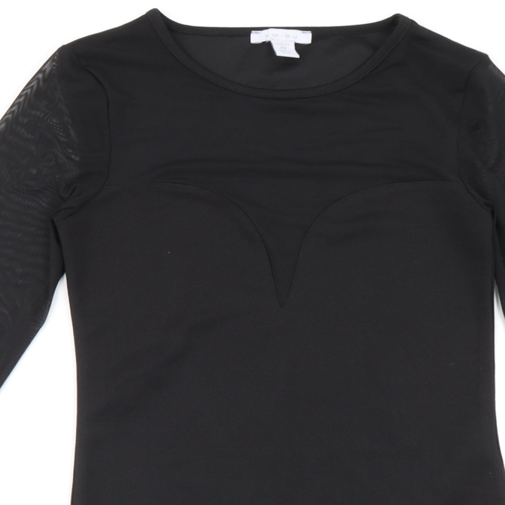 Womens UK Size XS Amisu One-Piece Black Bodysuit