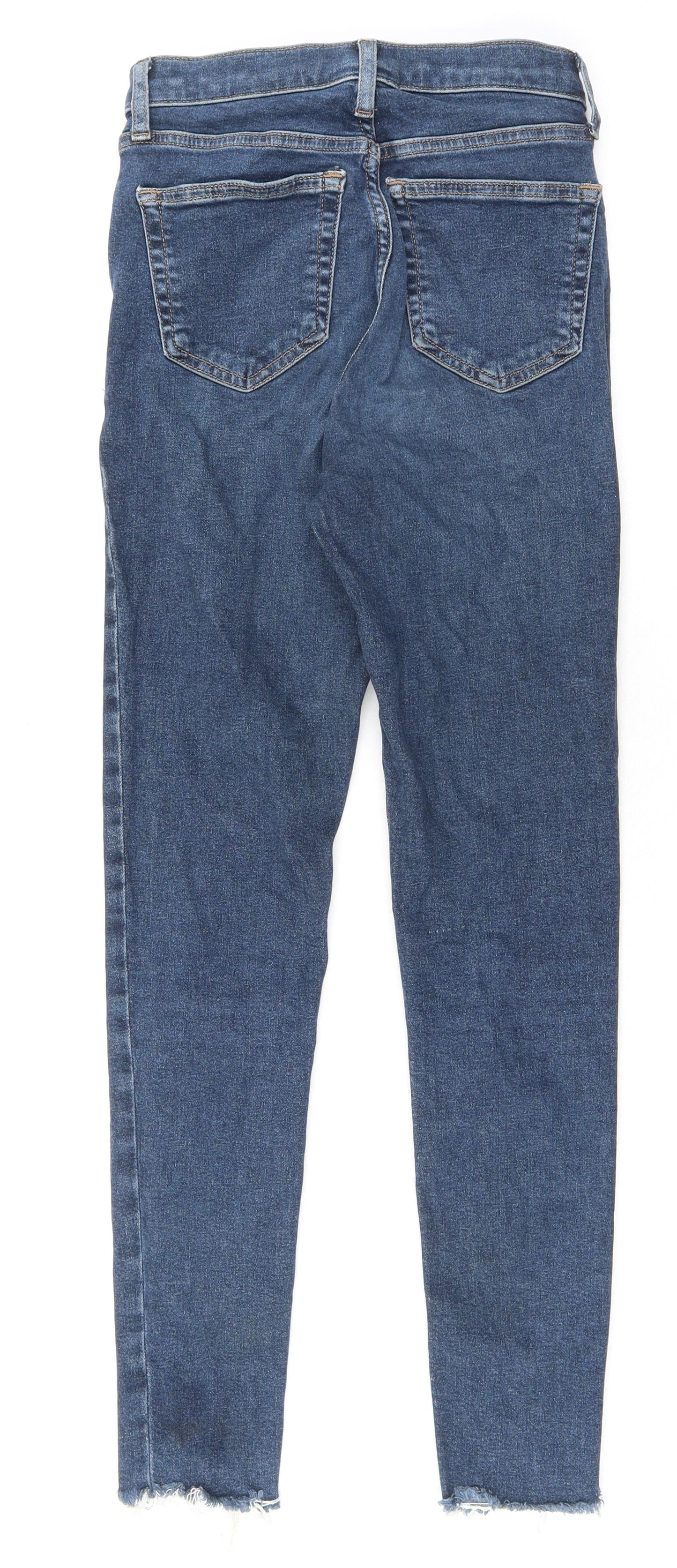 Topshop Womens Blue Polyester Skinny Jeans Size 26 in L32 in Regular Zip - Raw Hem