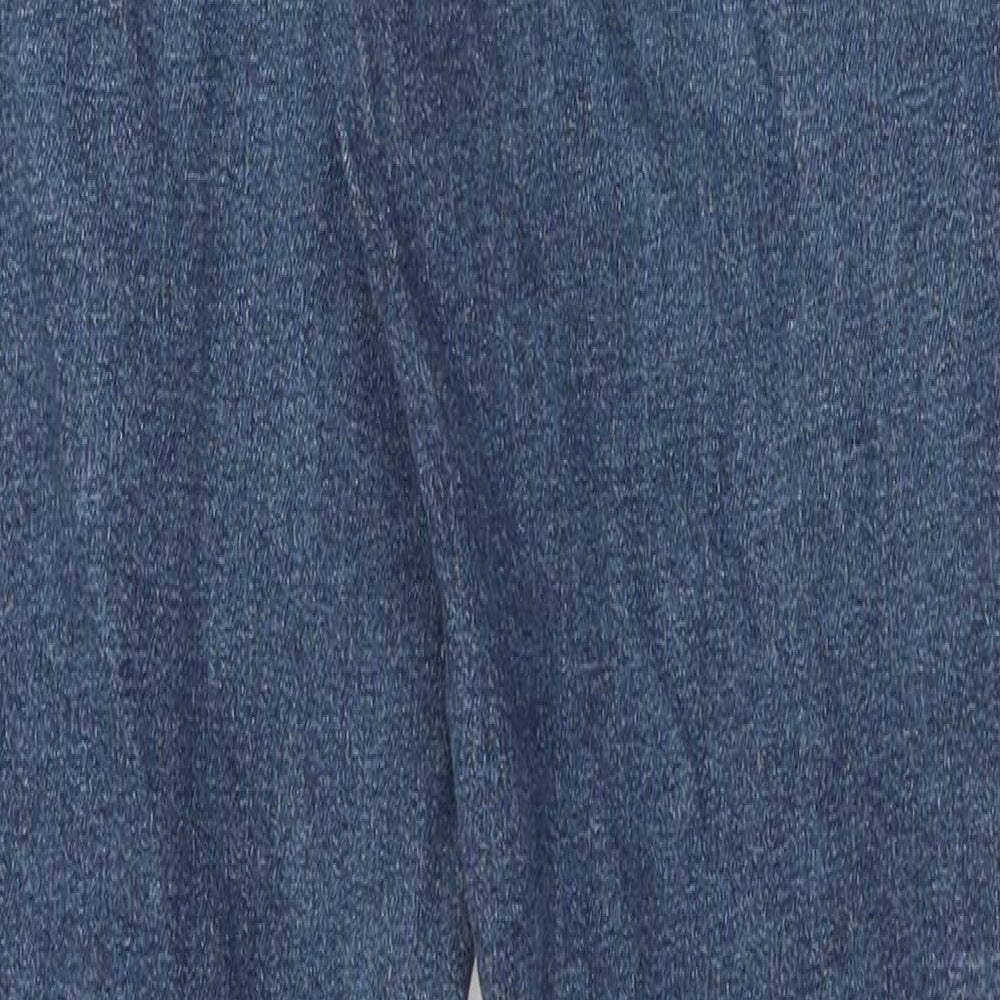 Topshop Womens Blue Polyester Skinny Jeans Size 26 in L32 in Regular Zip - Raw Hem