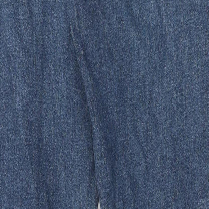 Topshop Womens Blue Polyester Skinny Jeans Size 26 in L32 in Regular Zip - Raw Hem