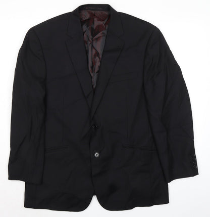 Reine Schurwolle Mens Black Wool Jacket Suit Jacket Size 44 Regular
