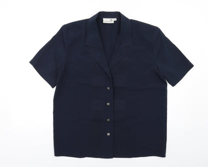Womens UK Size 12 First Avenue Black Basic Button-Up