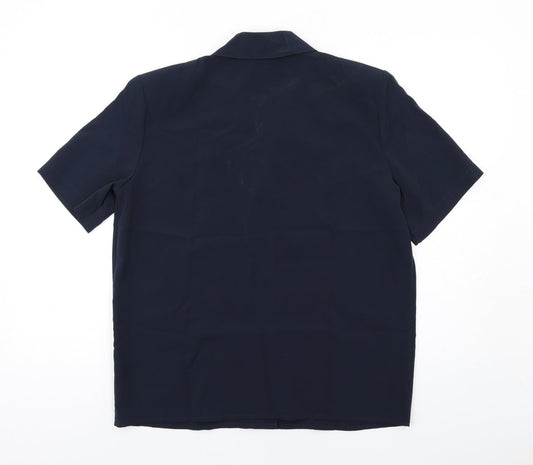 First Avenue Womens Black Polyester Basic Button-Up Size 12 Collared