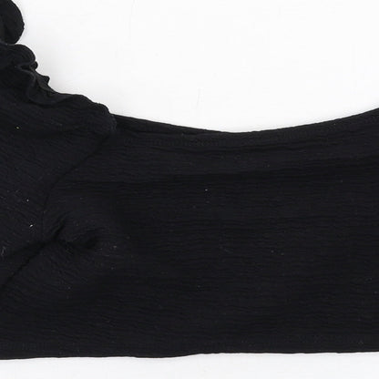 FIX Womens Black Polyester Cropped T-Shirt Size S Round Neck