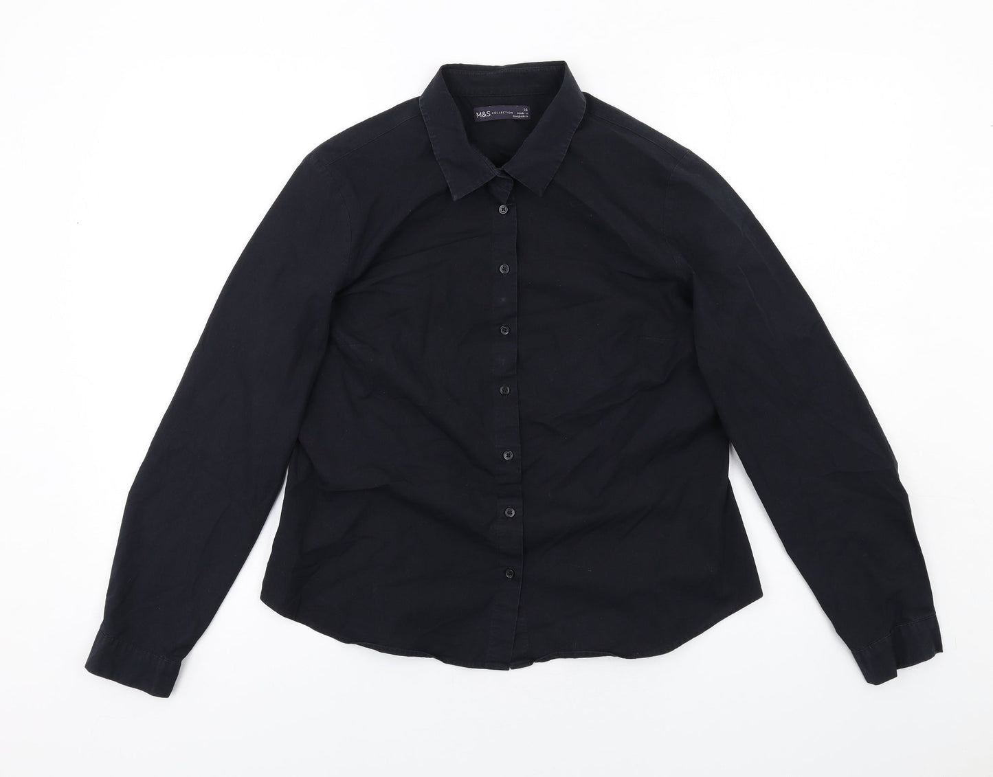 Womens UK Size 14 Marks and Spencer Black Basic Button-Up