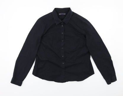 Womens UK Size 14 Marks and Spencer Black Basic Button-Up