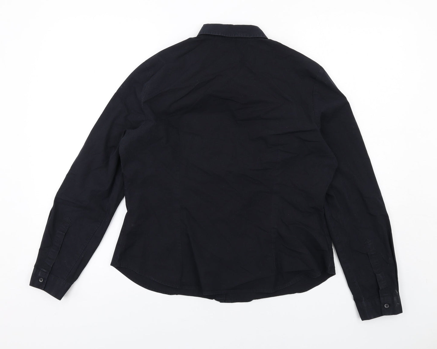 Womens UK Size 14 Marks and Spencer Black Basic Button-Up