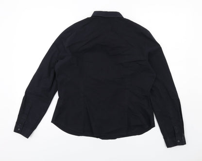 Womens UK Size 14 Marks and Spencer Black Basic Button-Up