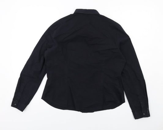 Womens UK Size 14 Marks and Spencer Black Basic Button-Up