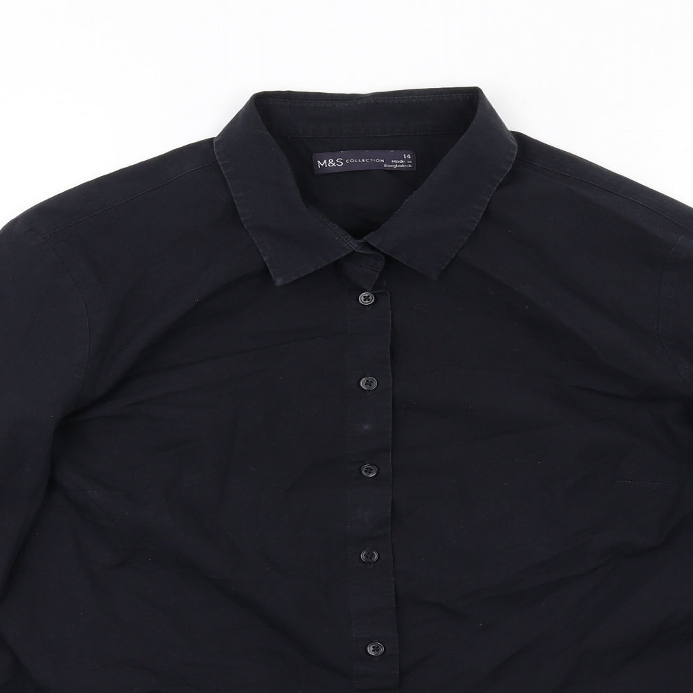 Womens UK Size 14 Marks and Spencer Black Basic Button-Up