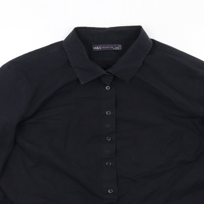 Womens UK Size 14 Marks and Spencer Black Basic Button-Up