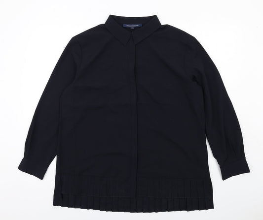 French Connection Womens Blue Polyester Basic Button-Up Size 16 Collared