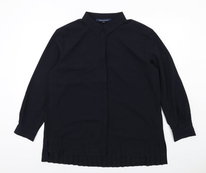 French Connection Womens Blue Polyester Basic Button-Up Size 16 Collared