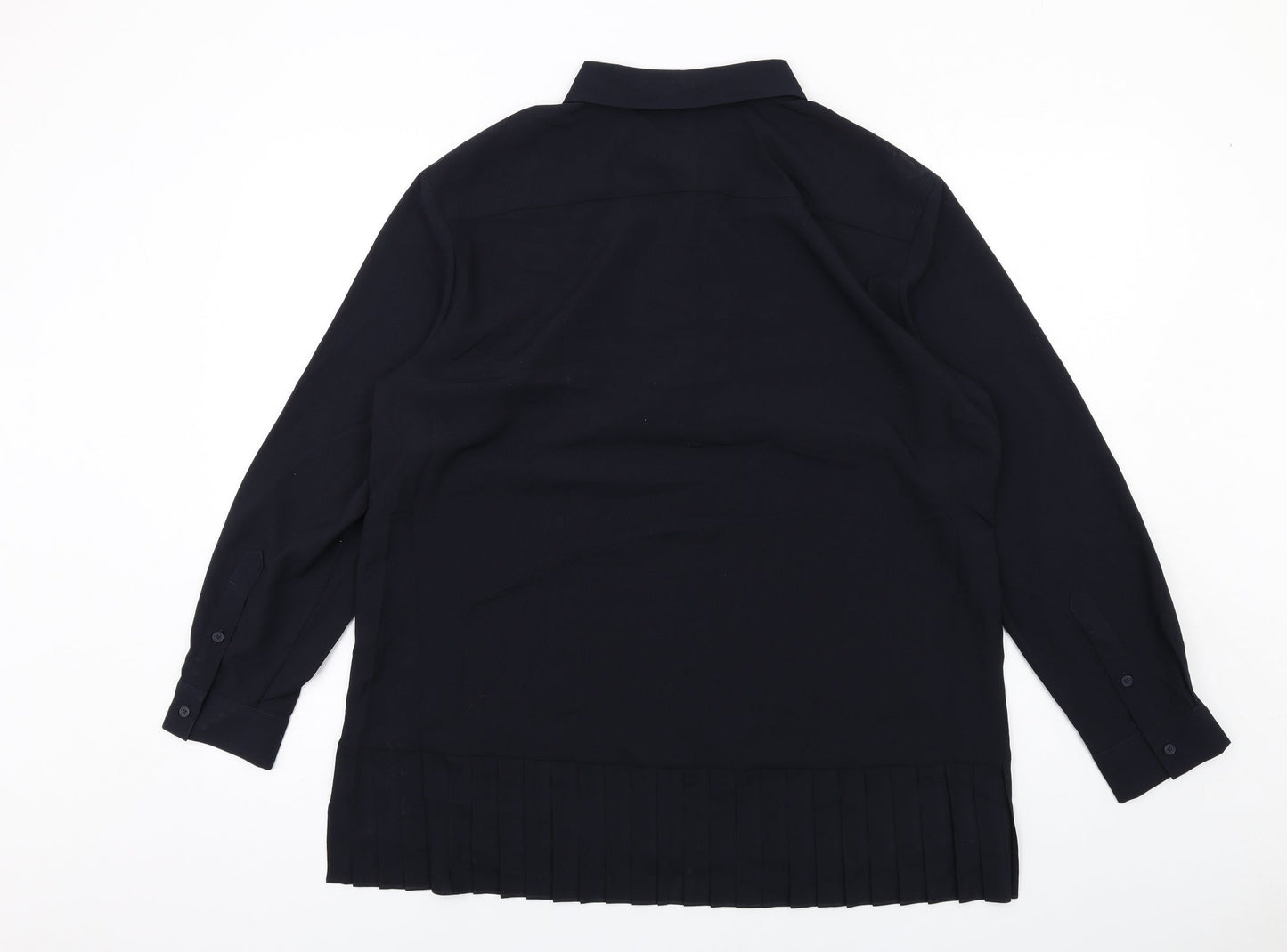 French Connection Womens Blue Polyester Basic Button-Up Size 16 Collared