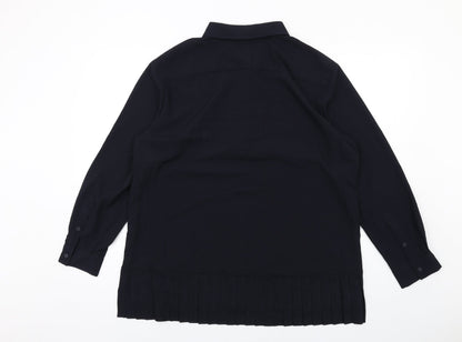 French Connection Womens Blue Polyester Basic Button-Up Size 16 Collared