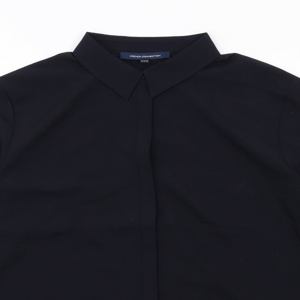 French Connection Womens Blue Polyester Basic Button-Up Size 16 Collared
