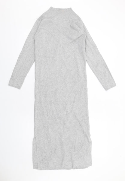 Marks and Spencer Womens Grey Viscose Jumper Dress Size XS Mock Neck Pullover