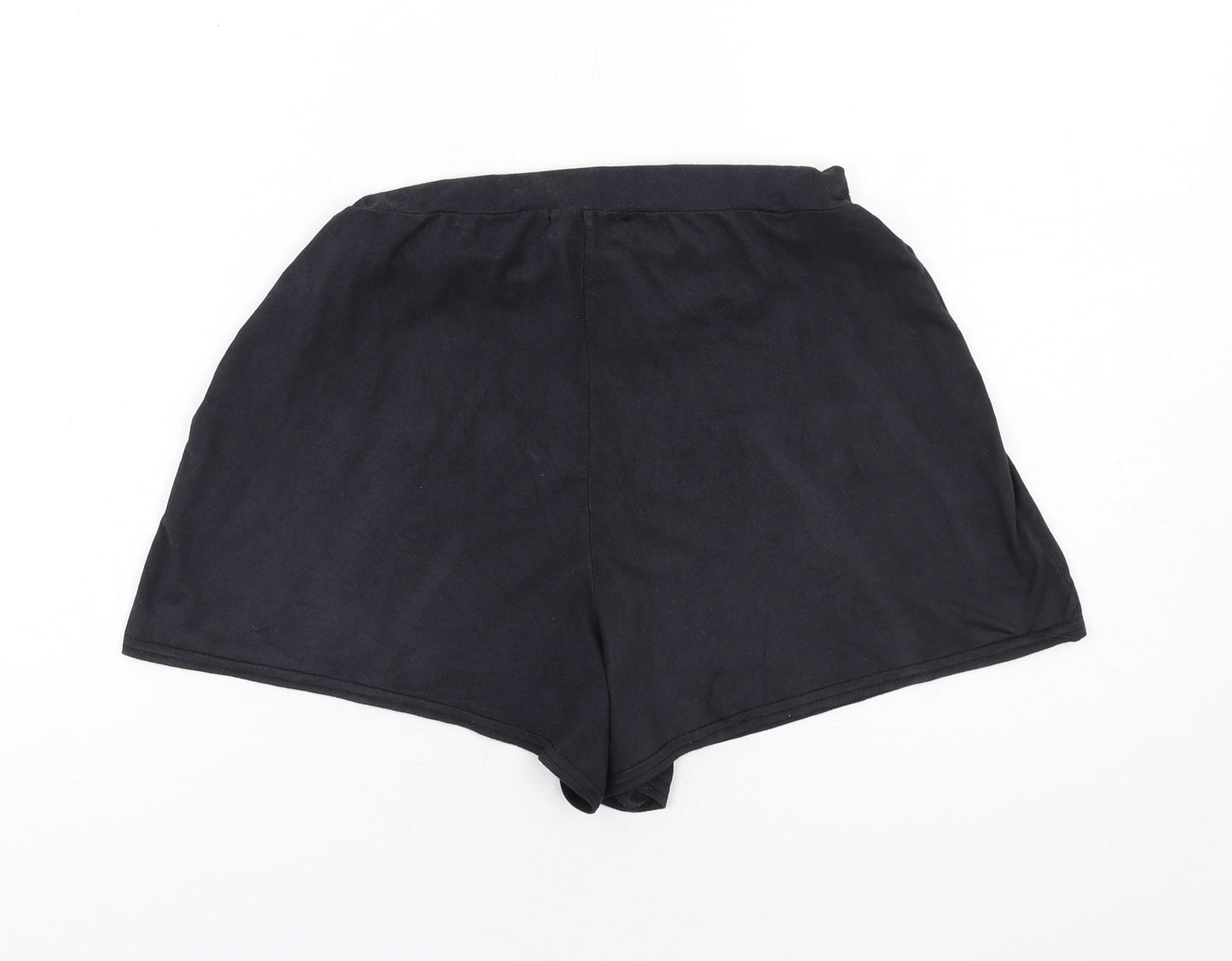 PRETTYLITTLETHING Womens Black Polyester Basic Shorts Size 6 Regular Pull On