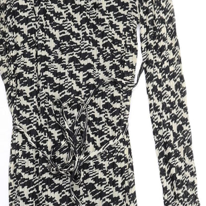 Marks and Spencer Womens Black Geometric Polyester Maxi Size 6 Round Neck Pullover