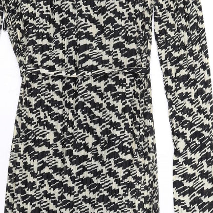 Marks and Spencer Womens Black Geometric Polyester Maxi Size 6 Round Neck Pullover