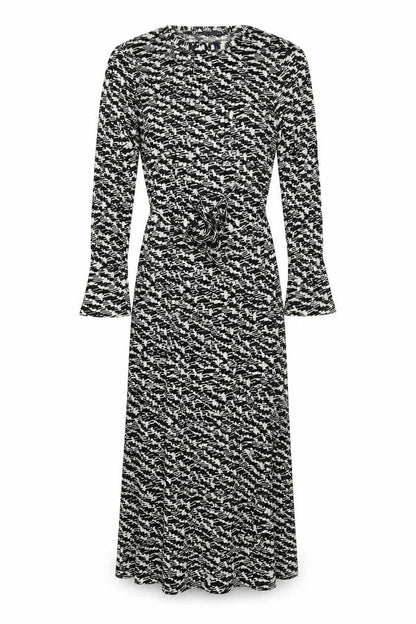 Marks and Spencer Womens Black Geometric Polyester Maxi Size 14 Round Neck Pullover