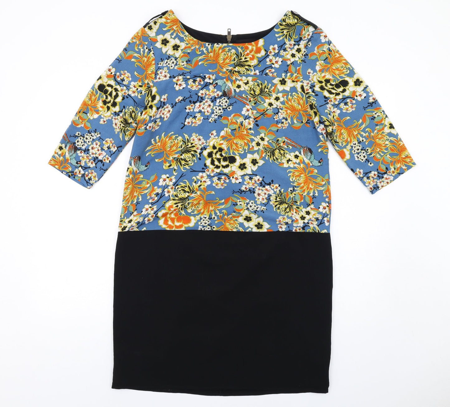 NEXT Womens Multicoloured Floral Polyester A-Line Size 12 Boat Neck Zip