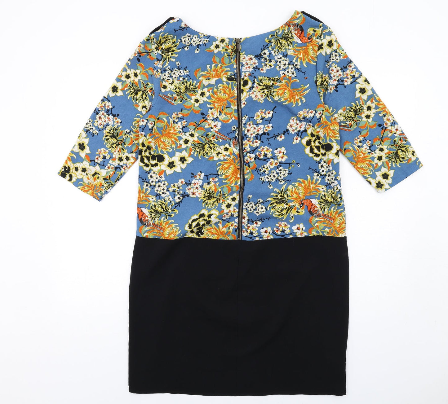 NEXT Womens Multicoloured Floral Polyester A-Line Size 12 Boat Neck Zip