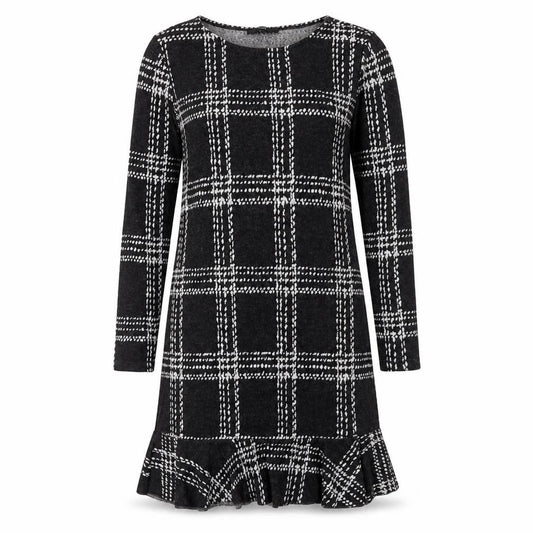 NEXT Womens Black Plaid Polyester A-Line Size 10 Round Neck Pullover