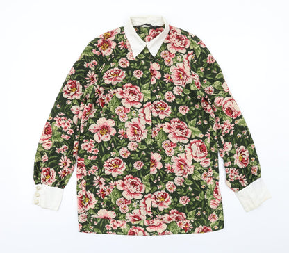 Womens UK Size S Zara Multicoloured Basic Button-Up