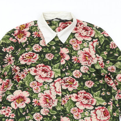 Womens UK Size S Zara Multicoloured Basic Button-Up