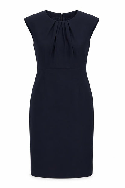 John Lewis Womens Blue Polyester Pencil Dress Size 8 Boat Neck Zip