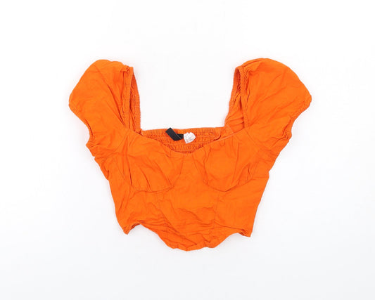 Womens UK Size 4 H&M Orange Cropped Blouse